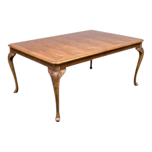 1980s Baker Furniture Burled Walnut French Dining Table