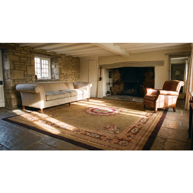 Magnificent Antique Aubusson Rug Openwork Medallion Design French Empire Period For Sale - Image 9 of 10
