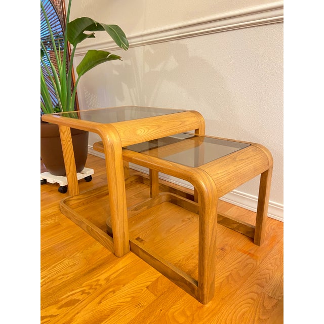 Mid-Century Modern 1960s Vintage Lou Hodges Style Nesting Tables - Set of 2 For Sale - Image 3 of 6