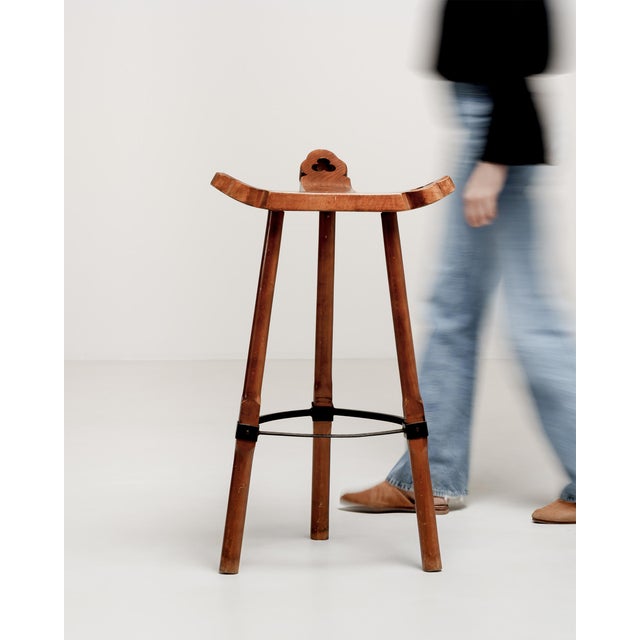 Brown 1960s Spanish Brutalist Bar Stool For Sale - Image 8 of 12