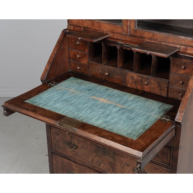 Wood 18th Century English Walnut Bureau Bookcase, or Secretary Desk For Sale - Image 7 of 13