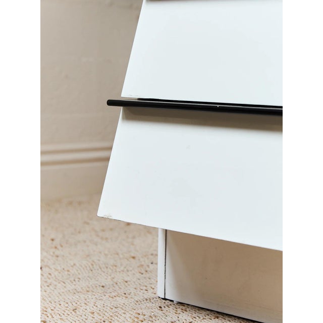 Mid 20th Century White Lacquer Dresser With Black Trim For Sale - Image 4 of 9