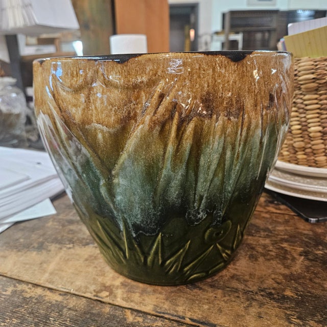 1950s Large Sun and Moon Glazed Ceramic Jardinere For Sale - Image 5 of 5