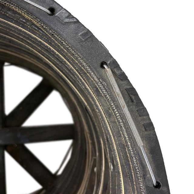 Black Vintage 1970s BMX Bicycle Tire Handmade Folk Art Trash Can For Sale - Image 8 of 8