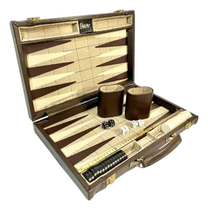 Vintage Mid-Century Plaid Backgammon Game Set in Travel Case