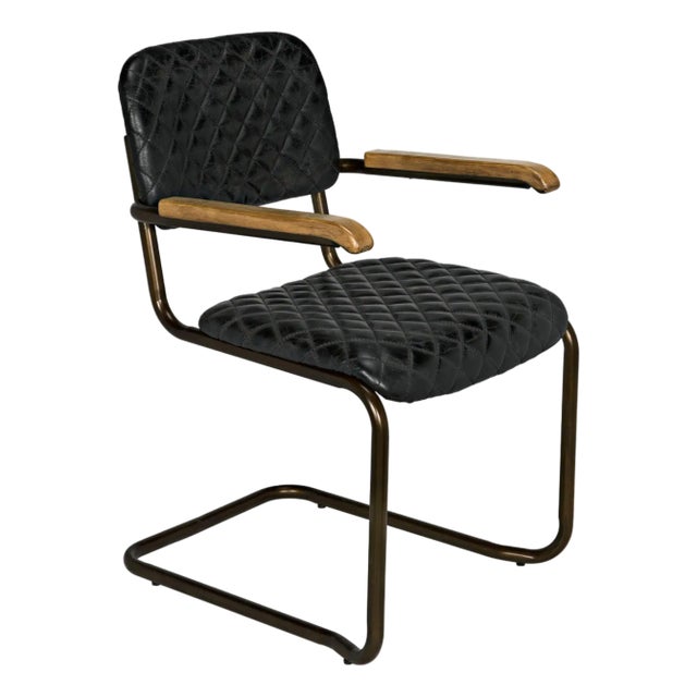 NOIR 0045 Dining Arm Chair, Vintage Black Leather For Sale
