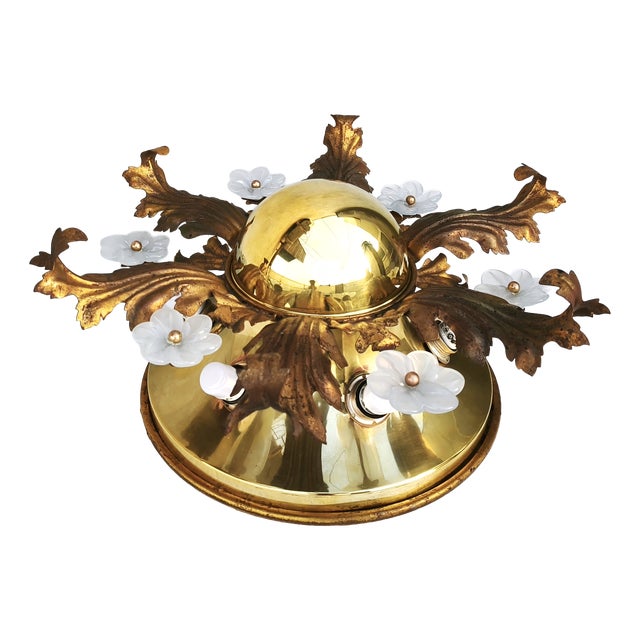 Hollywood Regency Florentine Wall Lamp attributed to Banca Firenze, Italy, 1960s For Sale