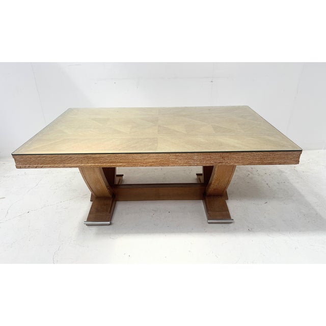 Antique Art Deco Desk in Limed Oak, 1900s For Sale - Image 4 of 18