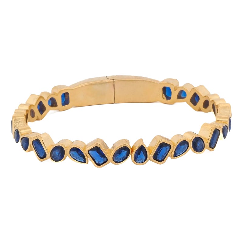 Sapphire Stone & Gold Majestic Bangle Bracelet