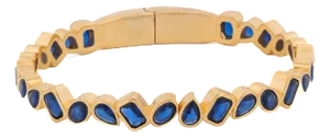 Sapphire Stone & Gold Majestic Bangle Bracelet