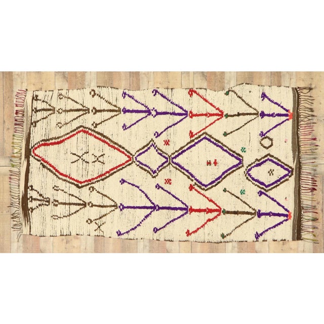 Beige Vintage Berber Moroccan Azilal Rug - 04'09 X 08'08 For Sale - Image 8 of 9