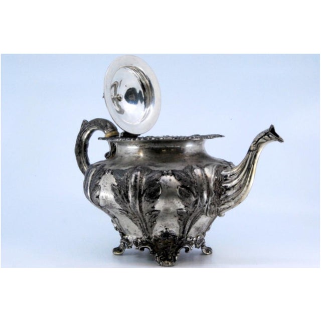 Silver Teapot with Lid and Handle Applications For Sale - Image 4 of 11