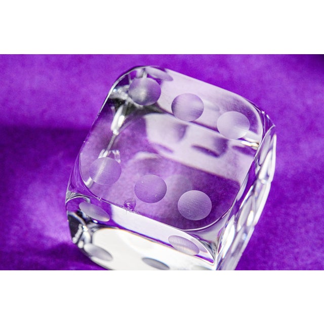 White Pair of Large Decorative Vintage Baccarat Crystal Glass Dice Paperweight Display For Sale - Image 8 of 13