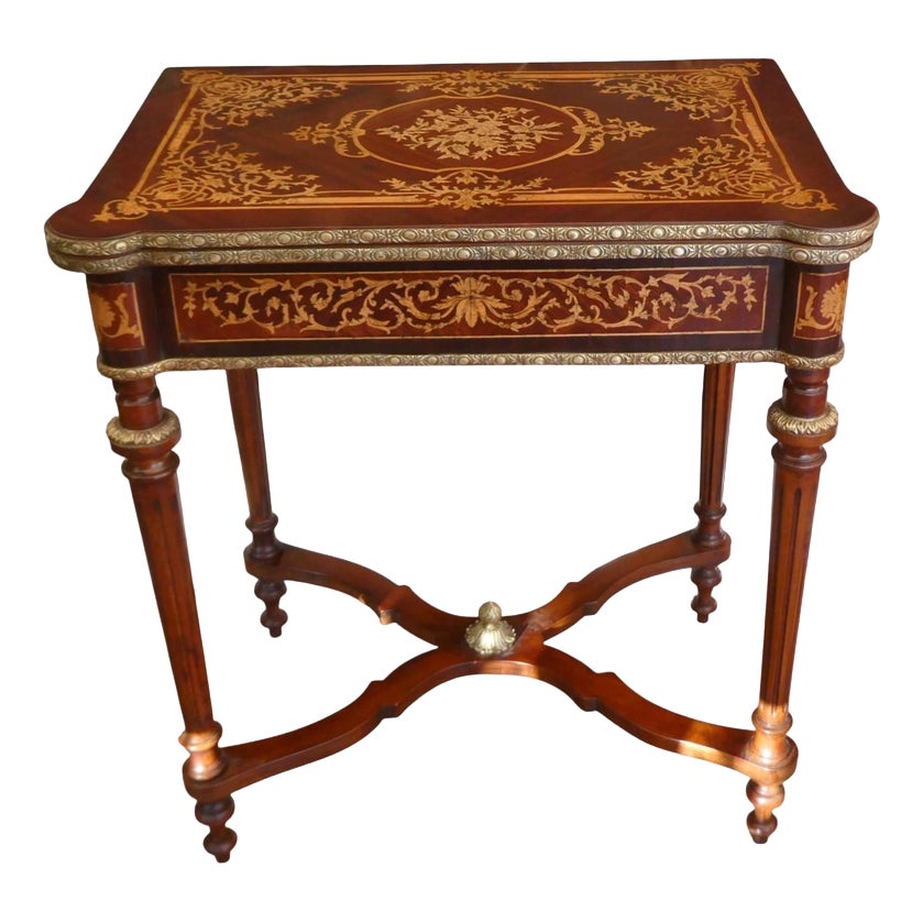 Antique Louis XVI French Walnut and Mahogany Games Table, 1920 | Chairish