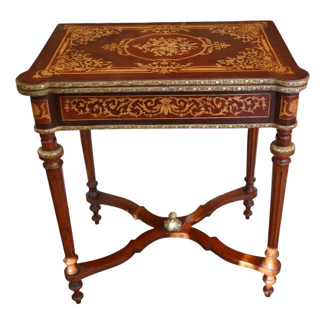 Antique Louis XVI French Walnut and Mahogany Games Table, 1920 For Sale