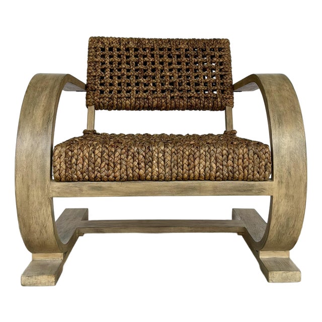 Organic Modern Braided Hyacinth Rehma Accent Chair For Sale