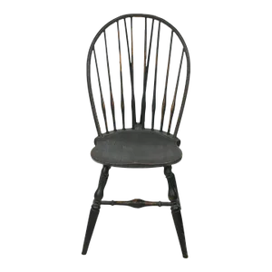 Wallace Nutting Black Brace Back Windsor Chair Bench Made Model 301