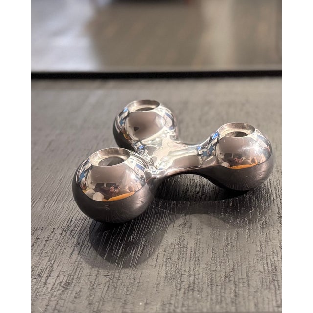 1960s Scandinavian Modern Chrome-Plated 3-Candleholder from Georg Jensen, Denmark, 1960s For Sale - Image 5 of 5