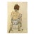 1981 Egon Schiele 33 Erotic Drawing Seated Woman Back View For Sale