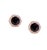 Contemporary Fancy Round Red Garnet Diamond Halo 18 Karat Rose Gold Stud Statement Earrings, A Pair For Sale - Image 3 of 4