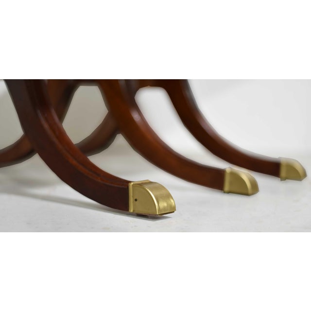 Mid Century Regency Style Mahogany Drop-Leaf Dining Table With Brass Capped Feet For Sale - Image 10 of 13