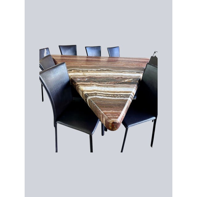 2000 - 2009 Sculptural Onyx Dining Table – Triangular Waterfall Edge Statement Piece, Seats 9 For Sale - Image 5 of 10