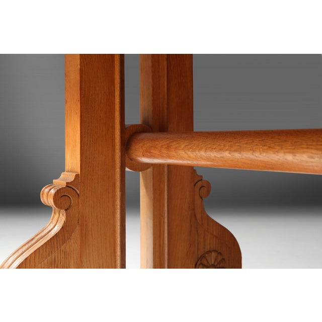 Brown Art Deco Oak Coffee Table with Sculpted Details, Belgium, 1940s For Sale - Image 8 of 12