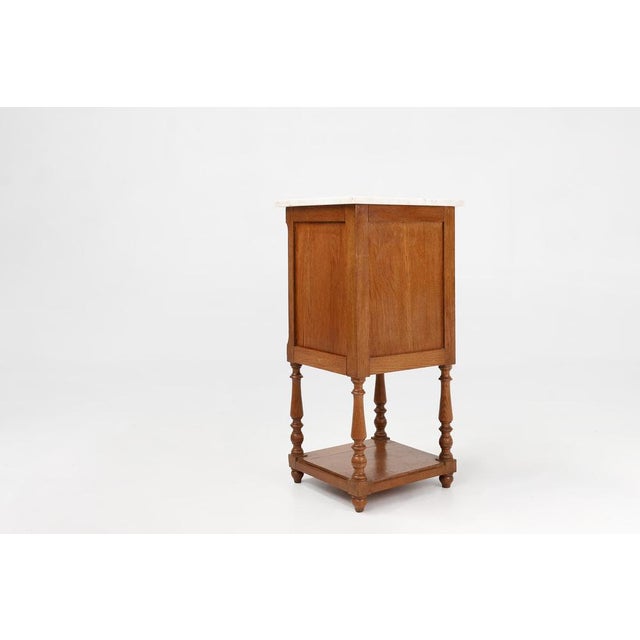 Art Deco Nightstand in Oak with Carrara Marble Top, France, 1930s For Sale - Image 10 of 11