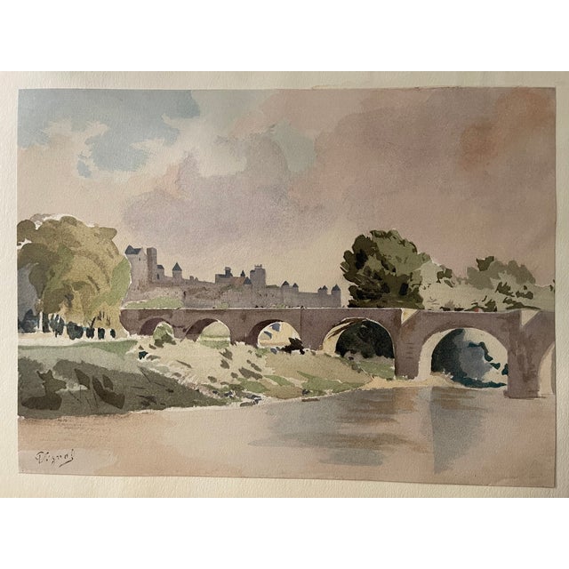 Ivory Late 20th Century Robert Vigaud (20th/21st Century) Watercolor Lithographs - Set of 7 For Sale - Image 8 of 8