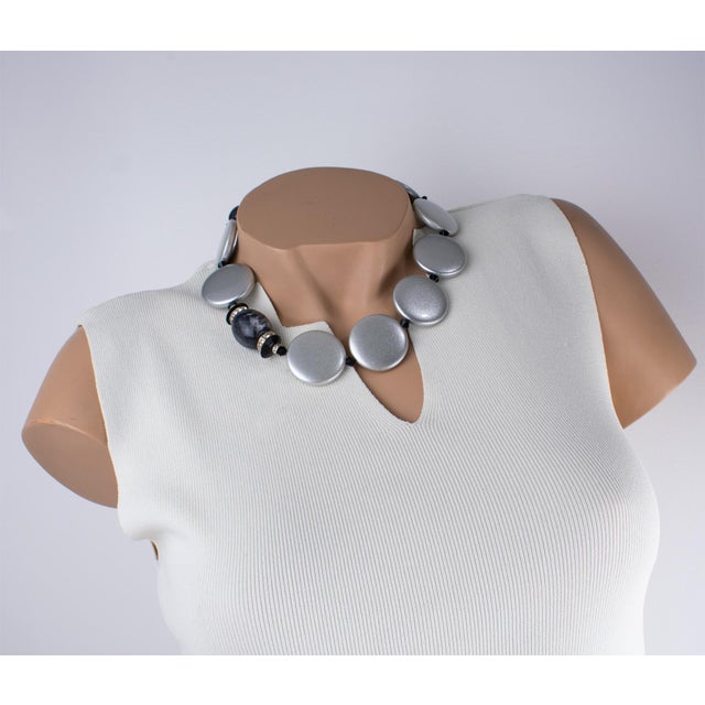 Contemporary Angela Caputi Pearlized Silver Resin Necklace For Sale - Image 3 of 9