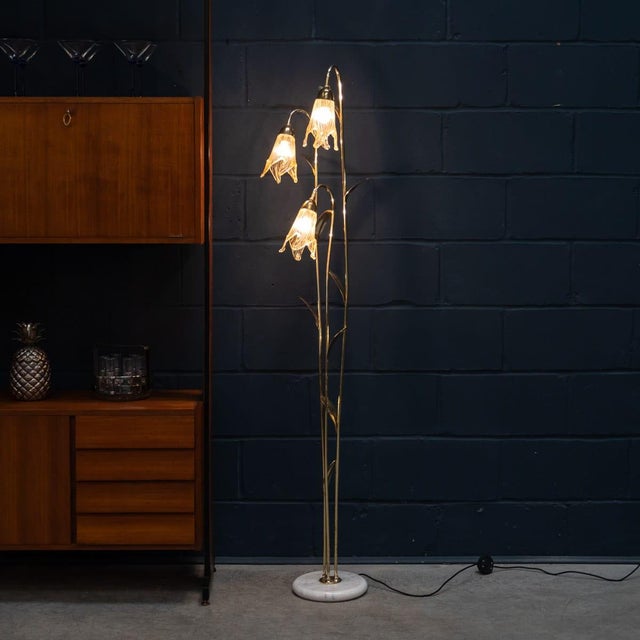 Vintage Italian Brass and Glass Floor Lamp, 1980 For Sale - Image 4 of 18