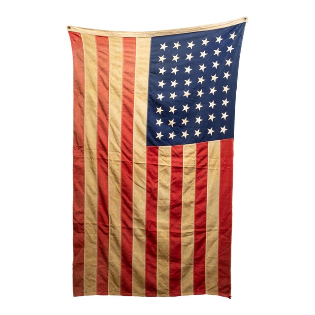 Bulldog Bunting American Flag With 48 Stars c.1940-1950 For Sale