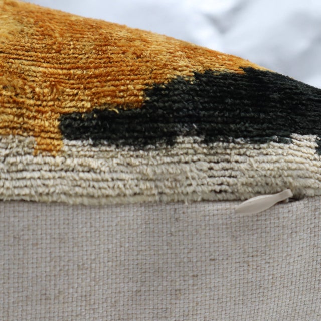 Contemporary Gold Black Handmade Velvet Throw Pillow & Down Insert For Sale In San Francisco - Image 6 of 7