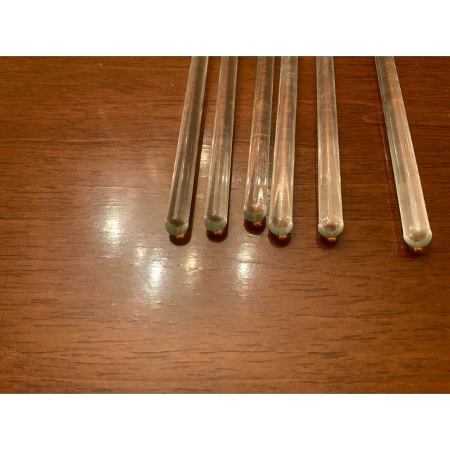Mid-Century Modern Handblown Vintage Glass Cocktail Swizzle Sticks- Set of 6 For Sale - Image 3 of 7