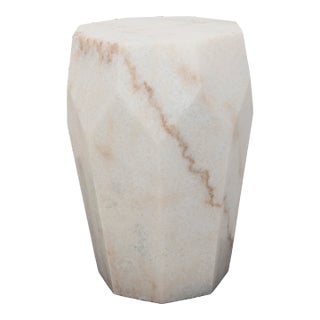 NOIR Monolith Side Table in White Stone For Sale