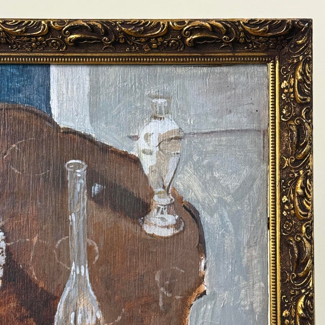 Expressionist Still Life With Glass by Jimmy Bellew, Signed (Oil on Board) For Sale - Image 4 of 6