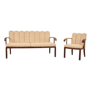 Modernist Dining Bench and Armchair attributed to Lajos Kozma, 1930s, Set of 2 For Sale