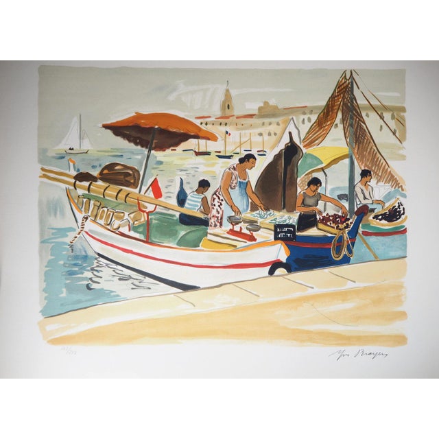 Yves Brayer, Merchants of the Old Port, Original Signed Lithograph For Sale - Image 7 of 7
