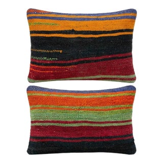 Modern Kilim Lumbar Pillow Cover 14'' X 20'' & 14'' X 24'' - Set of Two For Sale