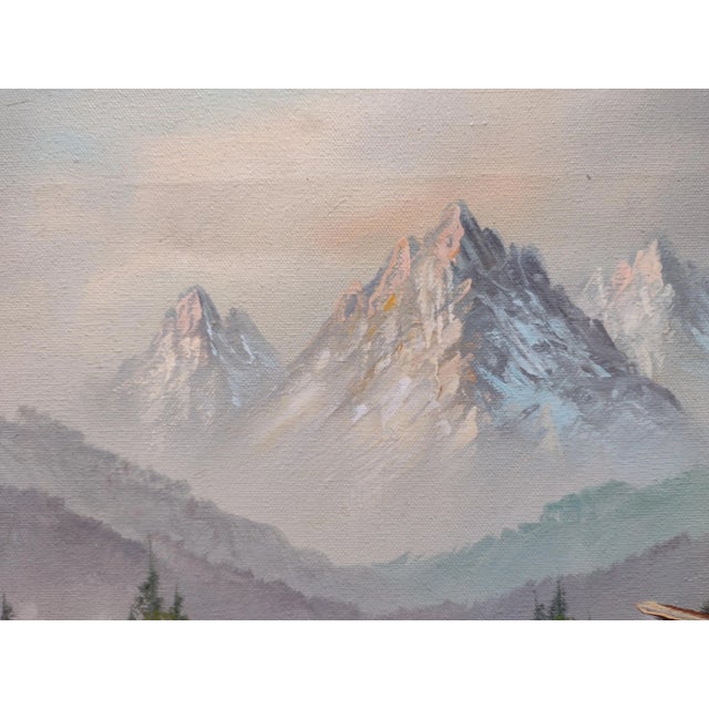 Vintage Impressionist Landscape Snowy Mountains Woods Acrylic on Canvas Framed 12x16 For Sale - Image 4 of 10