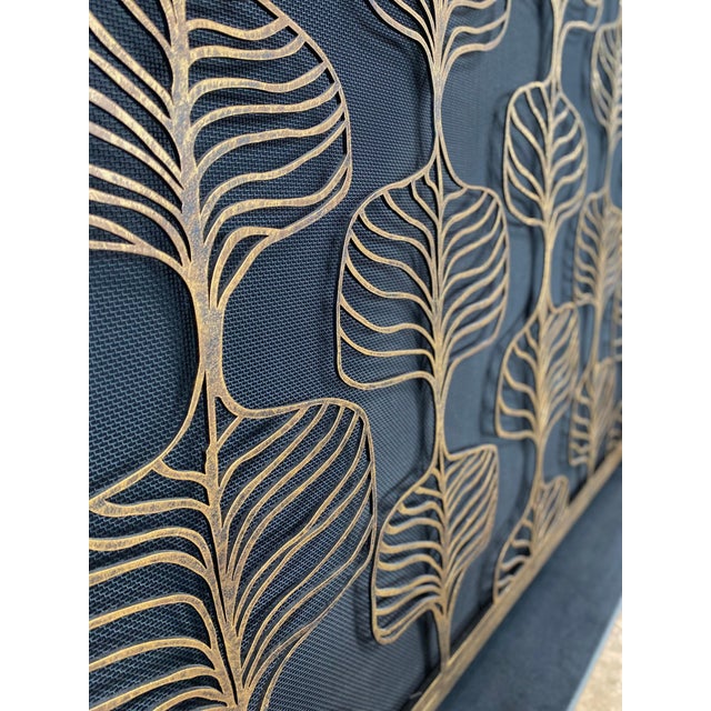 Tobacco Fig Leaf Fireplace Screen Iron For Sale - Image 12 of 12