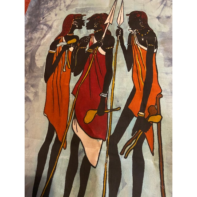 Vintage African Batik Textile Wall Hanging – Signed Kiwanuka – East African Figurative Art For Sale - Image 6 of 7