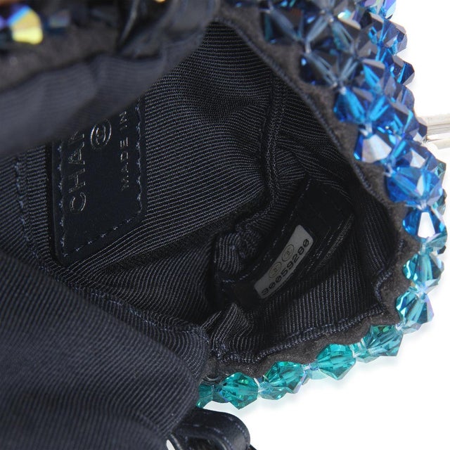 Blue Ombre Beaded Micro Clutch On Chain For Sale - Image 9 of 9