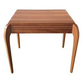 Studio Wooden Inlay Recomposed Dyed Koa Pear Woods Side Table For Sale