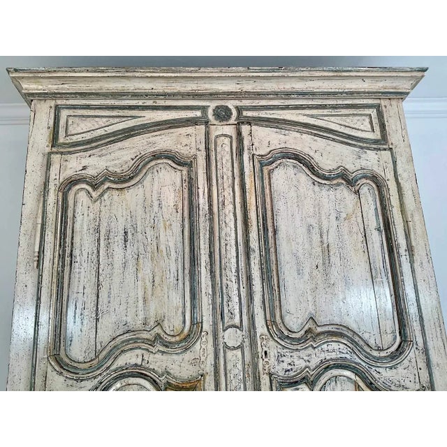 French Provincial Monumental Late 18th Century French Provincial Painted Louis XV Armoire, Circa 1770–1800 For Sale - Image 3 of 18