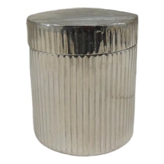 Round Deco Style Polished Chrome Finished Round Decorative Box With Lid For Sale