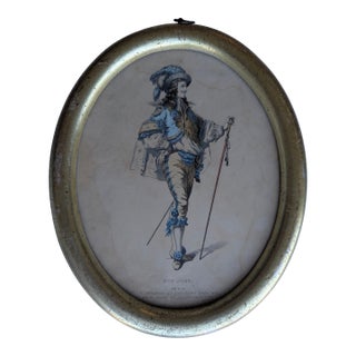 1930s Don Juan, (Early Print) Borghese French Print With Gold Oval Frame For Sale