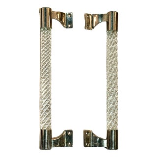 Murano Clear Glass Door Handles by Ercole Barovier for Barovier & Toso, 1960s, Set of 2 For Sale
