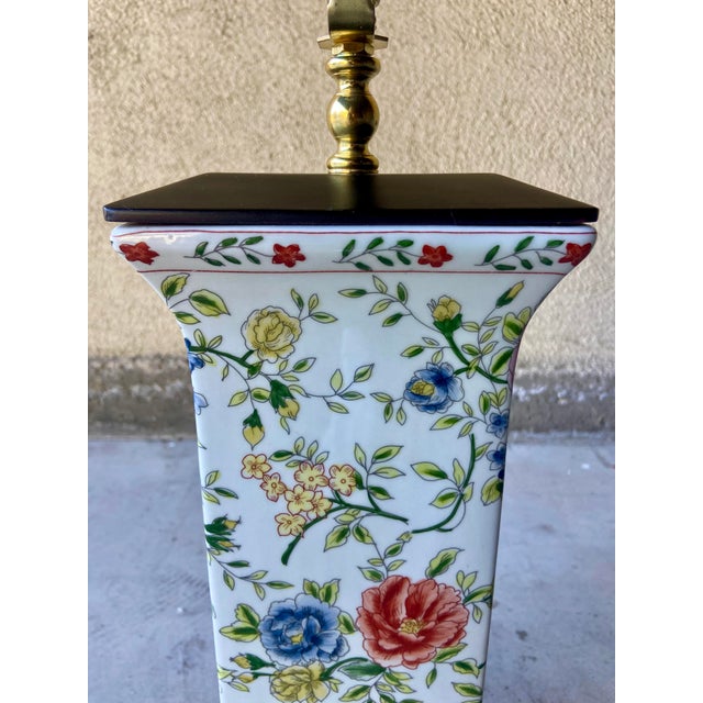 2000 - 2009 Floral Motif Porcelain Table Lamp For Sale - Image 5 of 9