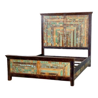 Farmhouse Style Reclaimed Solid Wood Queen Bed For Sale